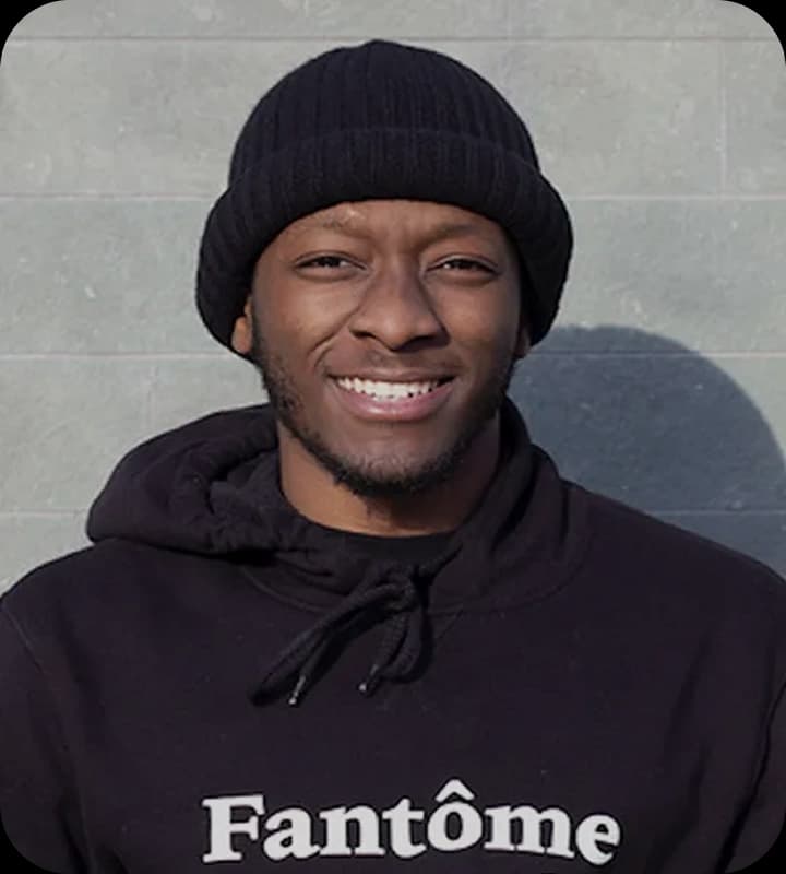 Young man in black beanie and hoodie